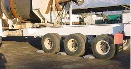 This picture demonstrates how the scales are placed, so that each tire will end up sitting on a portion of the portable scale.